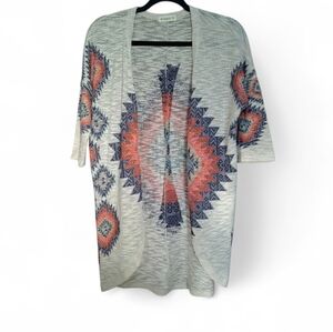 Ginger G Aztec Tribal Open Front Cardigan Size XS Lightweight Boho Layer
